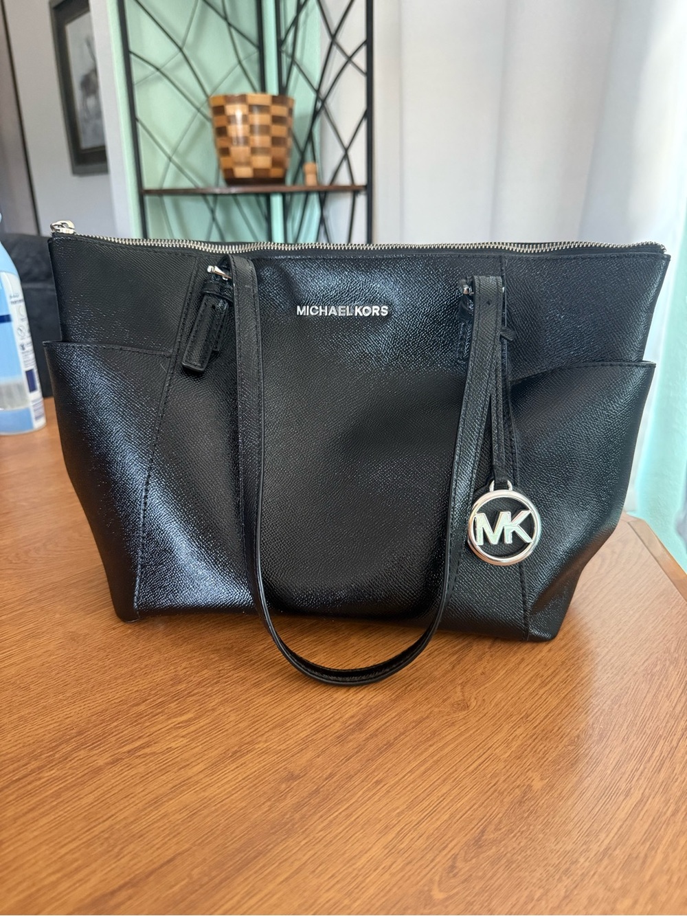 Michael Kors Black Purse with MK Charm